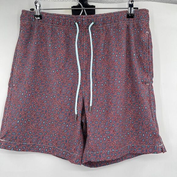 Mr. Swim Multicolor Abstract Print Elastic Waist Drawstring Swim Shorts Medium - Picture 1 of 6
